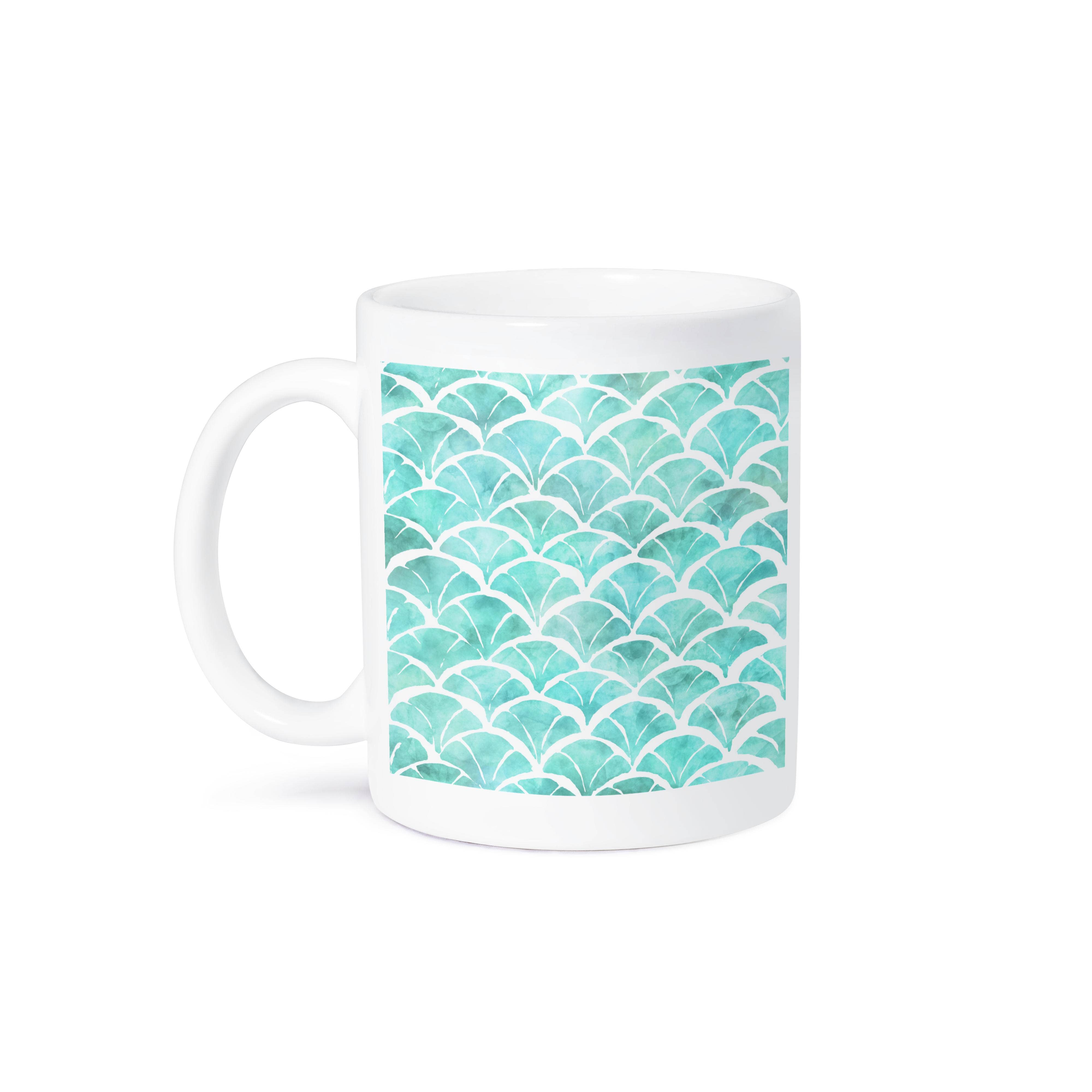 3dRose - Wholesale Coffee Mug - 3dRose, Pretty, Aqua and White Watercolor Japanese Fan Pattern, Mug8