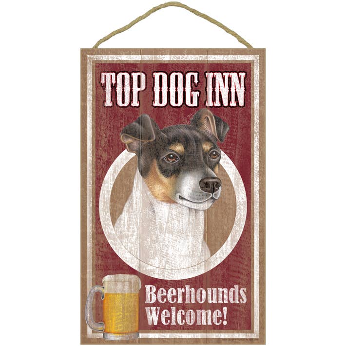 Rat Terrier, Top Dog Inn 10" x 16" houten plaquette, bord voor wholesale door SJT Enterprises, Inc.