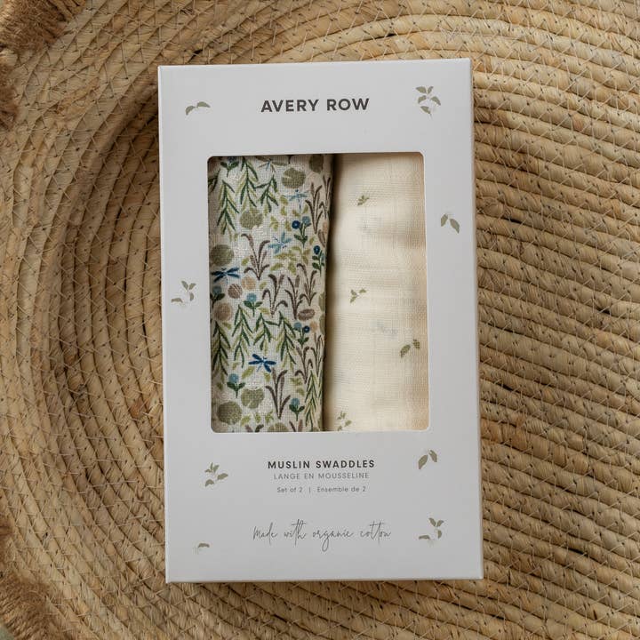 Fraldas de Musselina para Bebé em Algodão Orgânico, Conjunto de 2 - Riverbank / Nettle Scatter por atacado de Avery Row