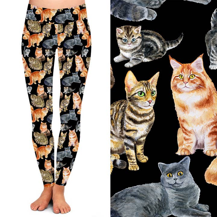 Leggings Deluxe pour Femme aux Chats Folles pour la vente par Natopia