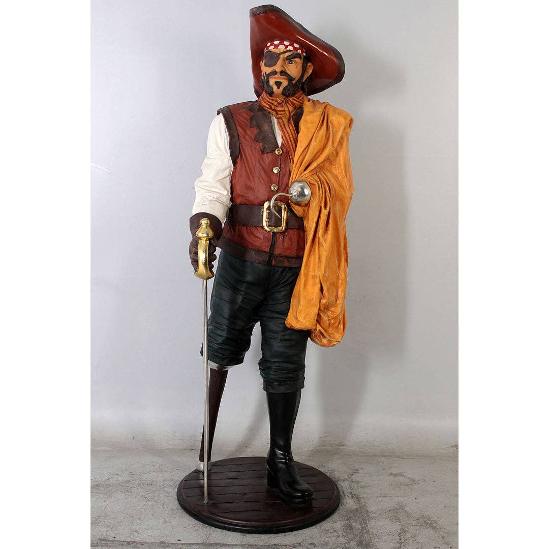 LM Treasures - Wholesale Costume - Unisex - Pirate Captain Wooden Leg Life Size Statue3