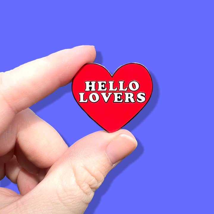 “Hello Lovers” Heart Enamel Pin for wholesale by Millypins