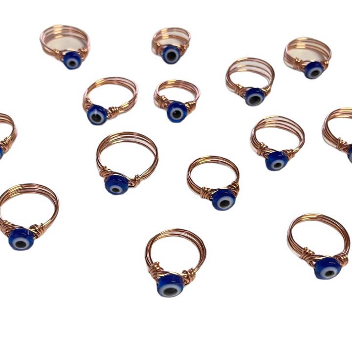 Anel de cobre embrulhado Evil Eye Wire por atacado de Best South Gems