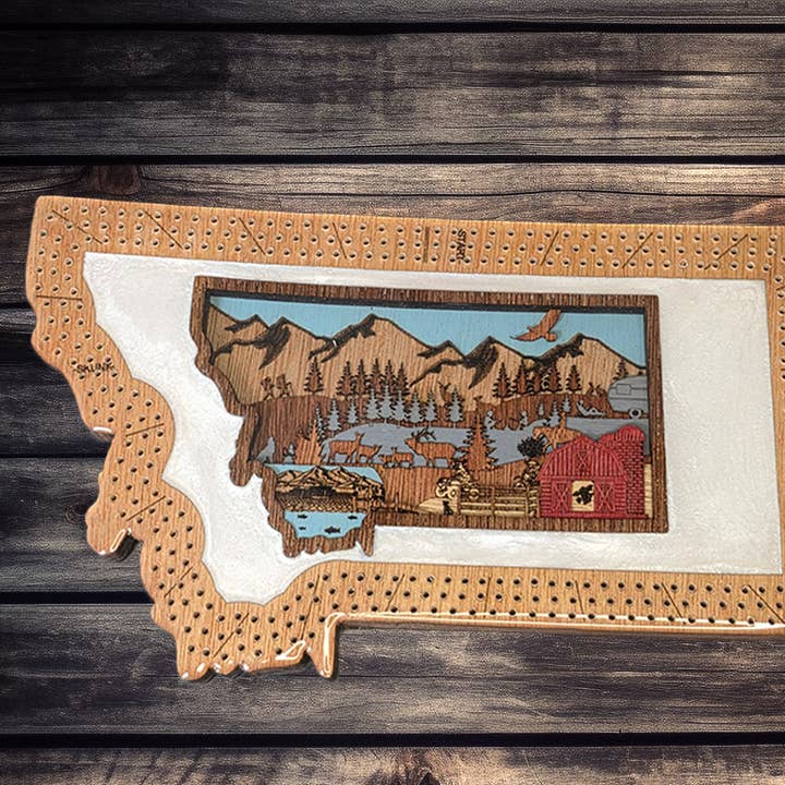 Premium Montana Cribbage Board for wholesale by RJS Engraving & Design