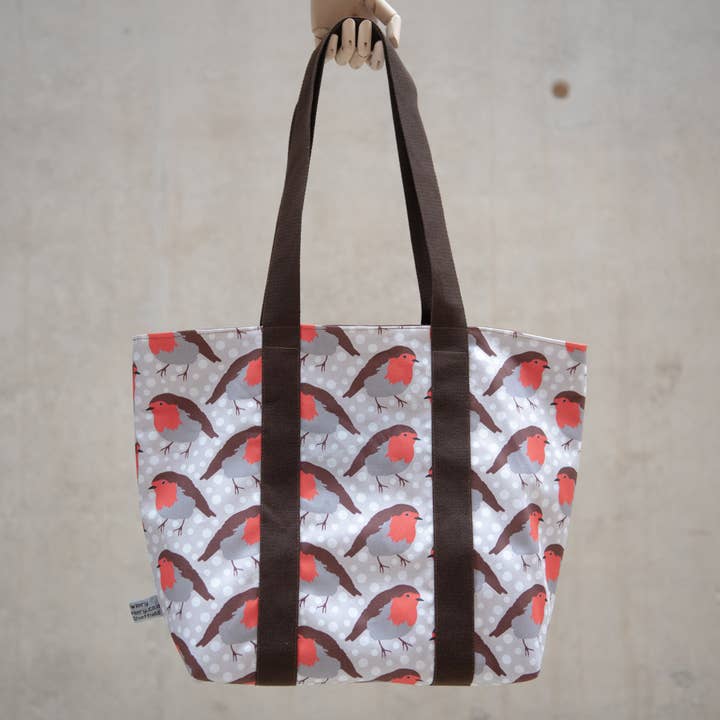 Robin Print Tote Bag for wholesale by The Owlery