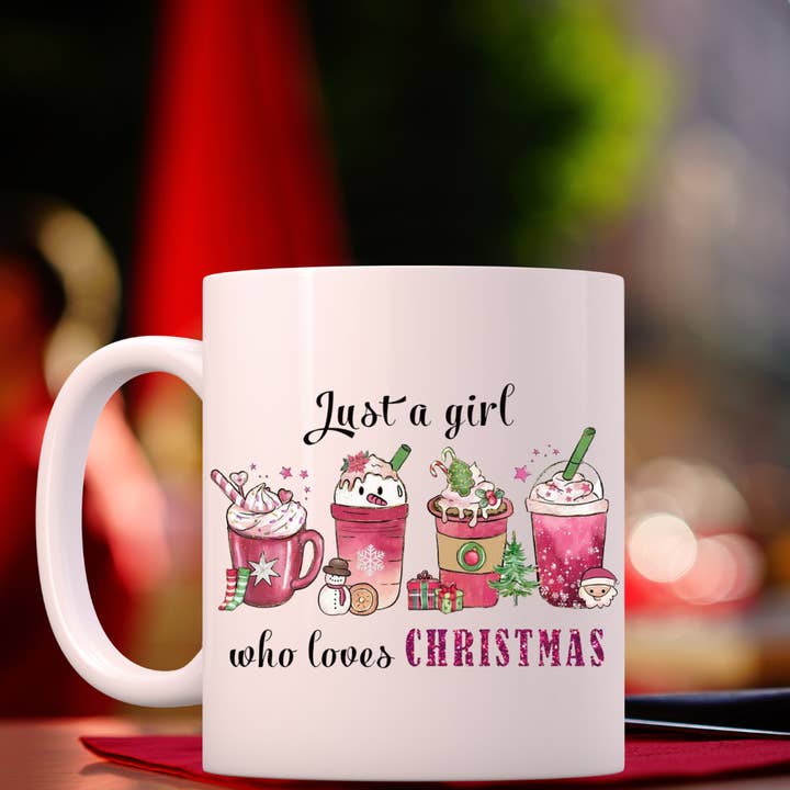 Christmas Mug Just A Girl Who Love Christmas Coffee Mug for wholesale by Dazzle Design Diva