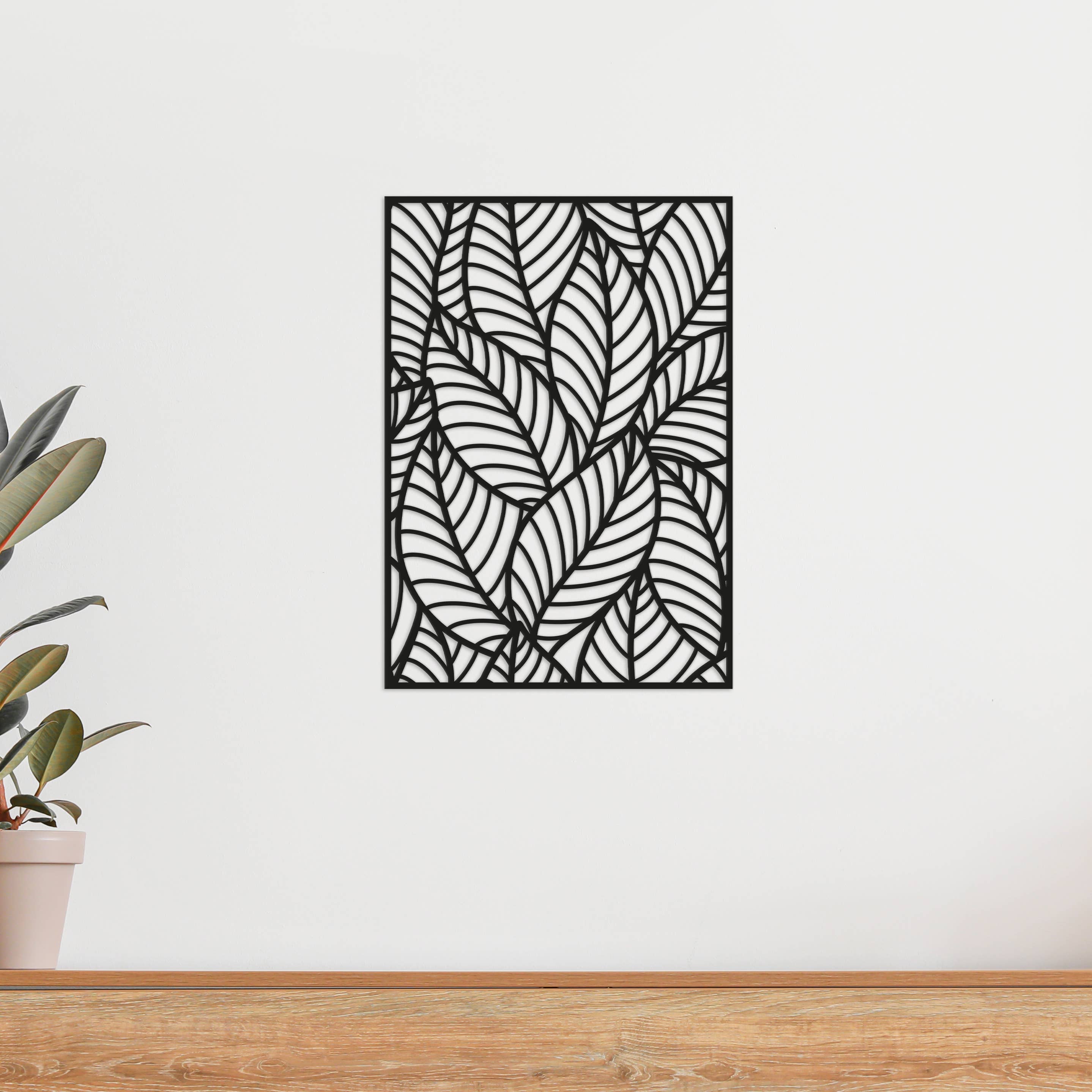 By WOOM - Wholesale Decorative Panel - Framed Leaves Everywhere A3 Black MDF Decorative Panel1
