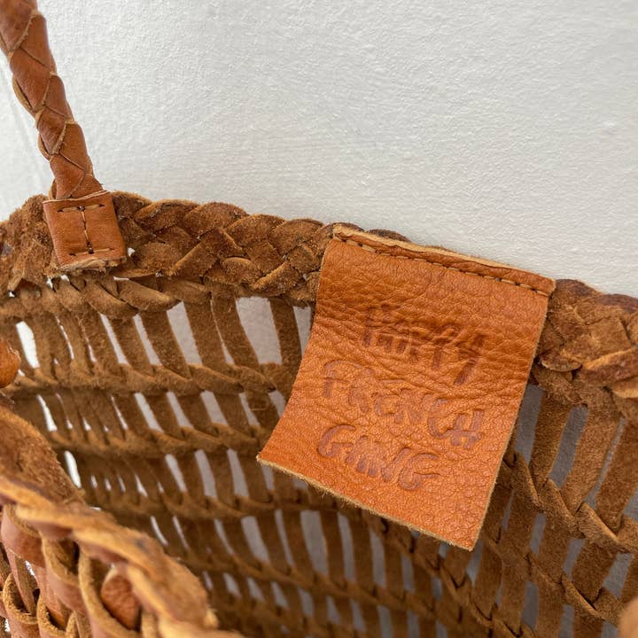 Happy French Gang – wholesale Beach bag – Luni Leather Woven Tan Bag9