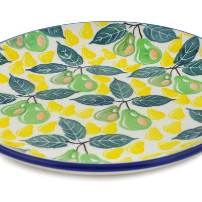 Assiette à dessert 8" sur le thème de la poire fraîche pour la vente par Polmedia Polish Pottery