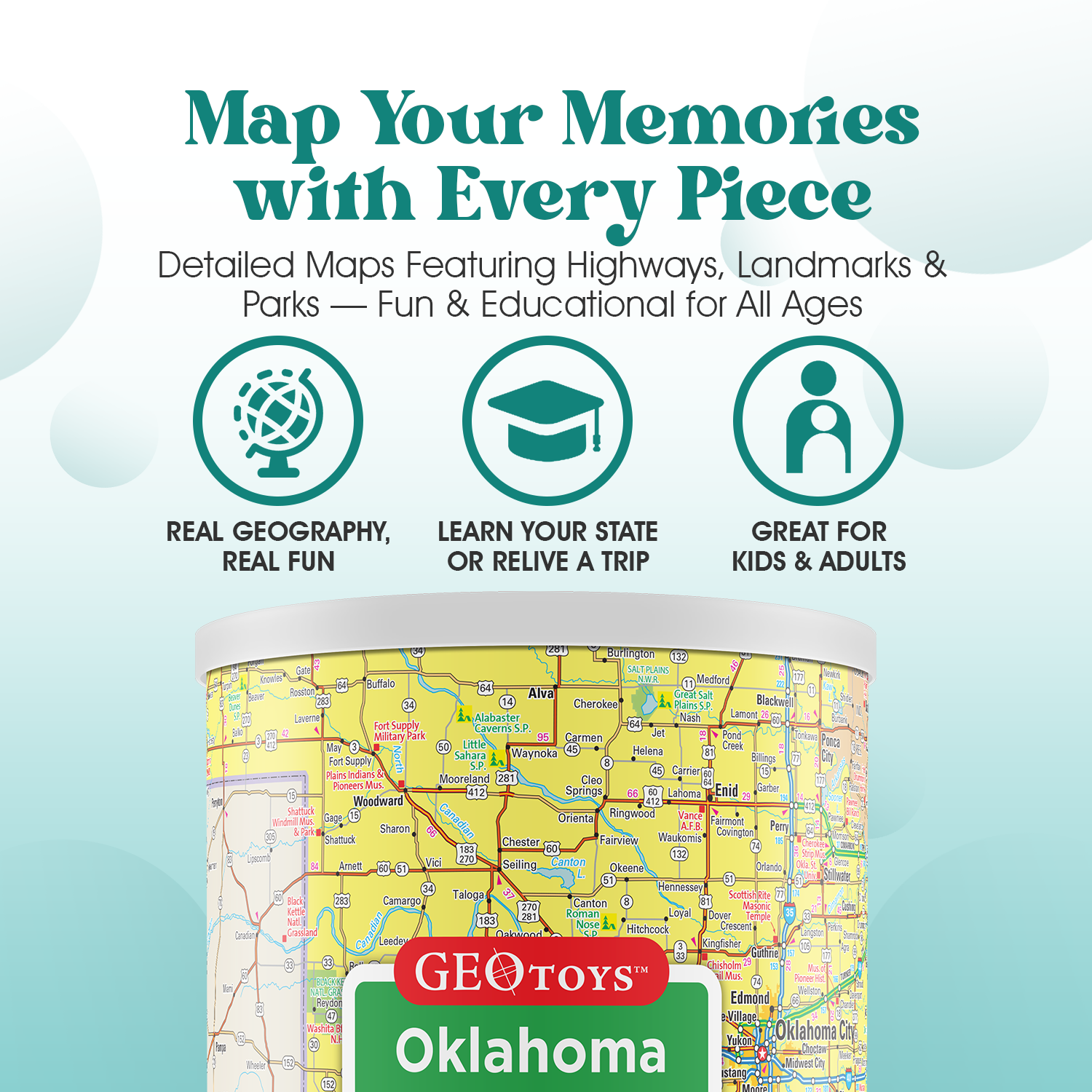 Geotoys - Wholesale Puzzle - Kids - Geotoys 70-piece Mini Puzzle - Oklahoma3