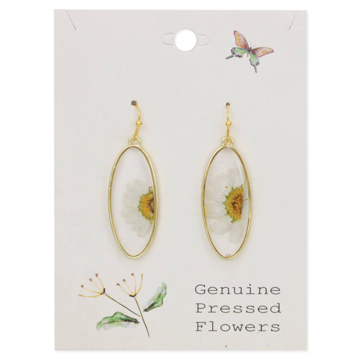 ZAD - Wholesale Dangle Earrings - Delicate Daisy Dried Flower Earrings1
