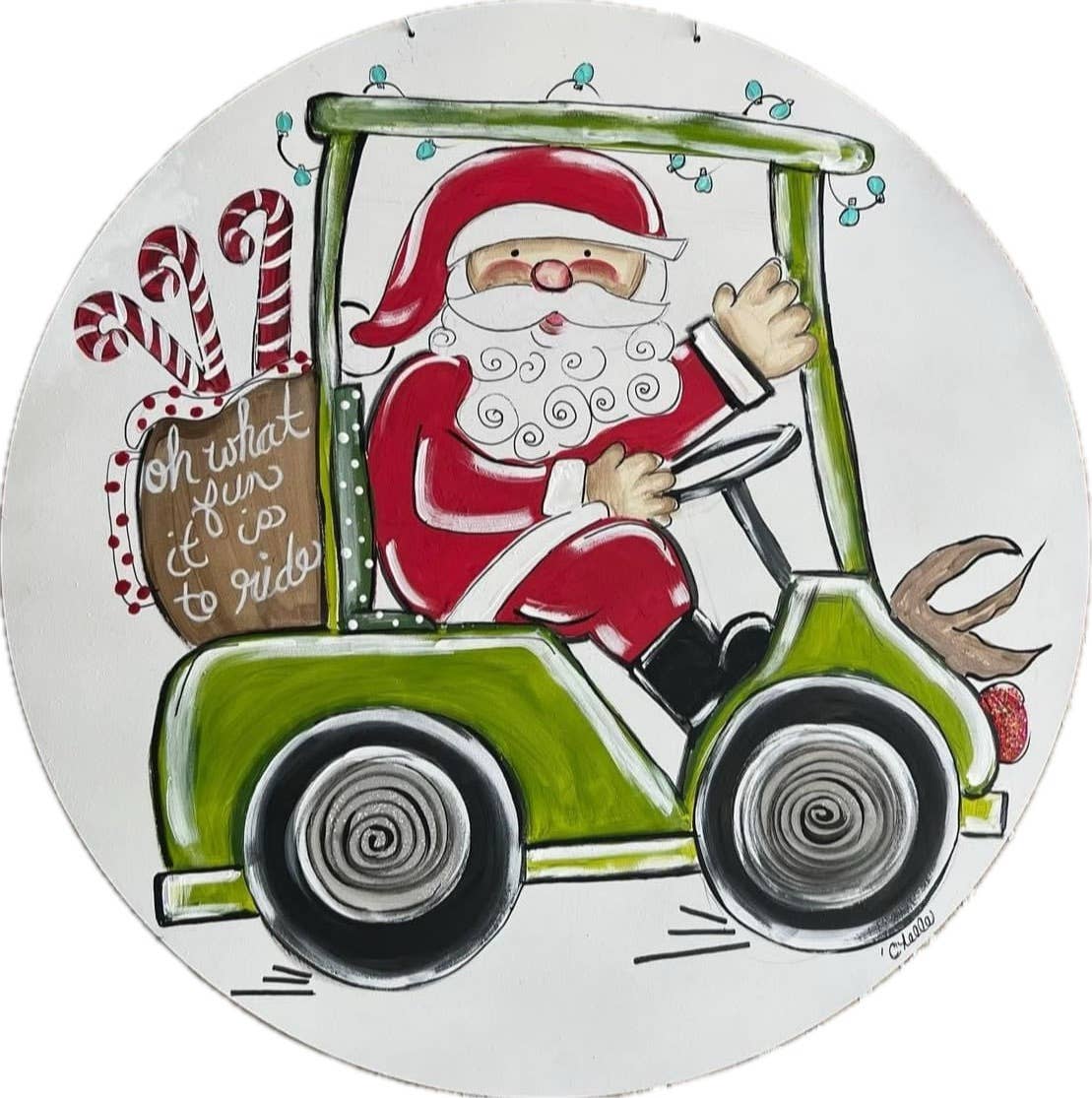 The Happy Butterfly – wholesale Dörrhängare – Dörrhängare: Jul, tomten på en golfbil2