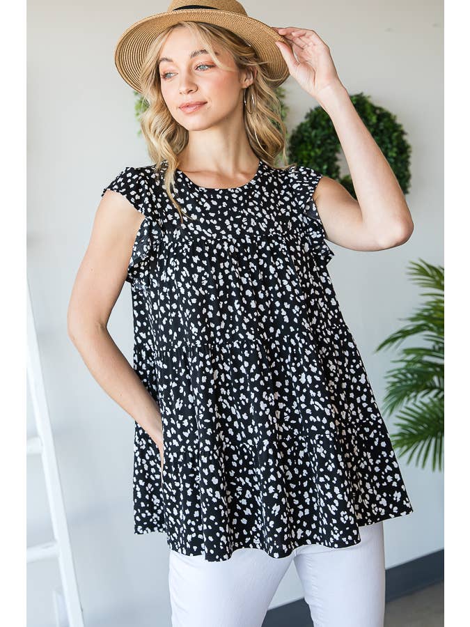 HEIMISH - Wholesale Tunic - Women's - ET6628-10 ANIMAL TOP WITH RUFFLED