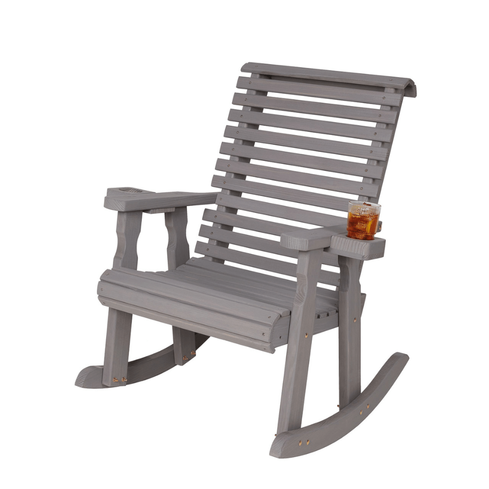 The Porch Swing Company - Wholesale Rocking Chair - Amish Casual Heavy Duty Roll Back Wooden Outdoor Rocking Chair8
