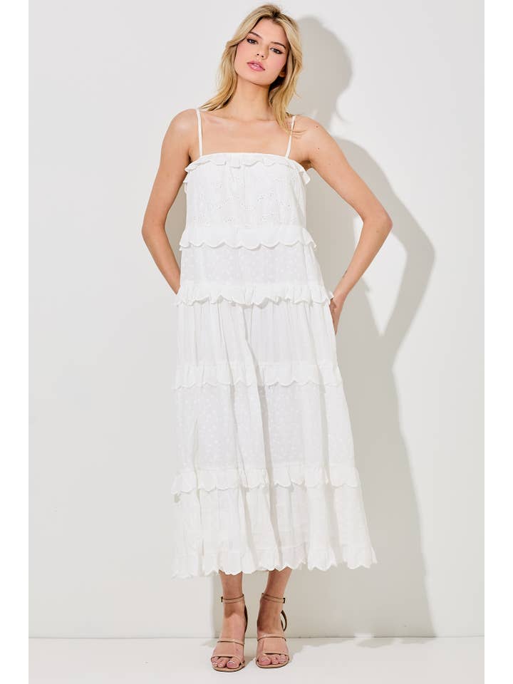 Baevely by Wellmade USA - Wholesale Dress - Women's - EYELET SPAGHETTI STRAP MAXI DRESS