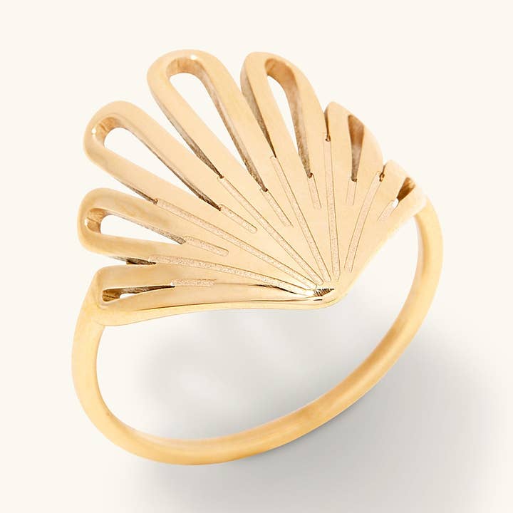 Anel de Banda Revestido a Ouro 18K Resistente à Água Britney por atacado de Lola & Tae