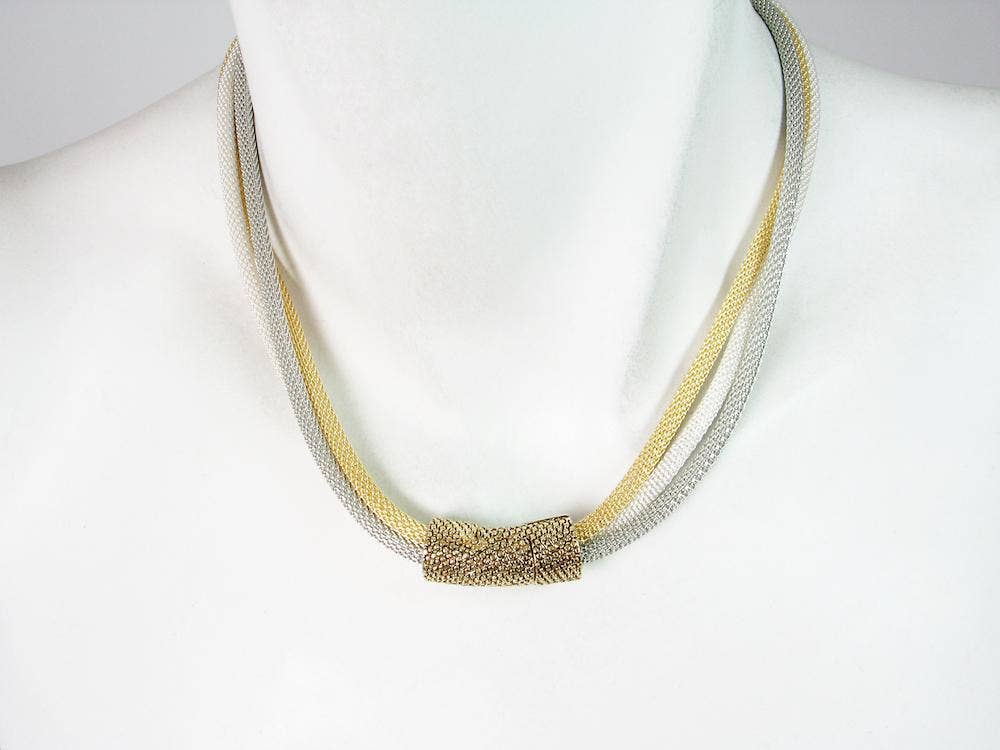 Erica Zap Designs - Wholesale Link & Chain Necklace - 3-Strand Mesh Necklace with Textured Magnetic Clasp2