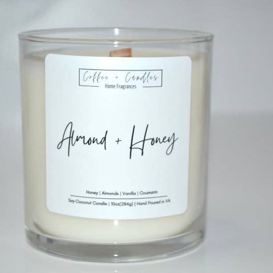 Almond + Honey Candle for wholesale by Coffee + Candles LLC