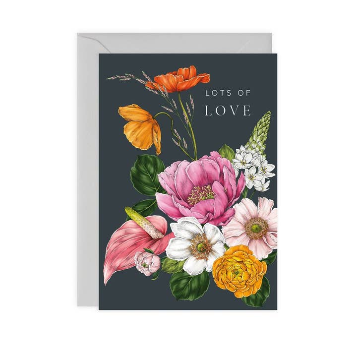 Catherine Lewis Design - Wholesale Love card - Floral Brights - Lots of Love1