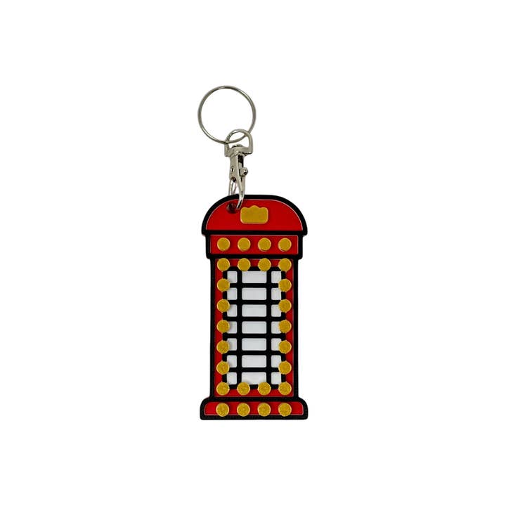 London Phone Box Keyrings set Compatible with LEGO® for wholesale by Made Happy Gifts