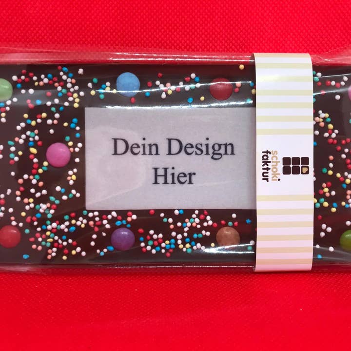 Vollmilch Schokolade mit Firmenlogo - Querformat für den Großhandel von Schokifaktur