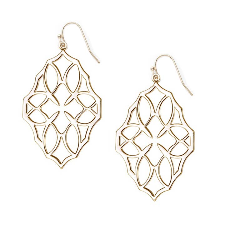Believer Large Drop Earrings in Gold for wholesale by Natalie Wood Designs