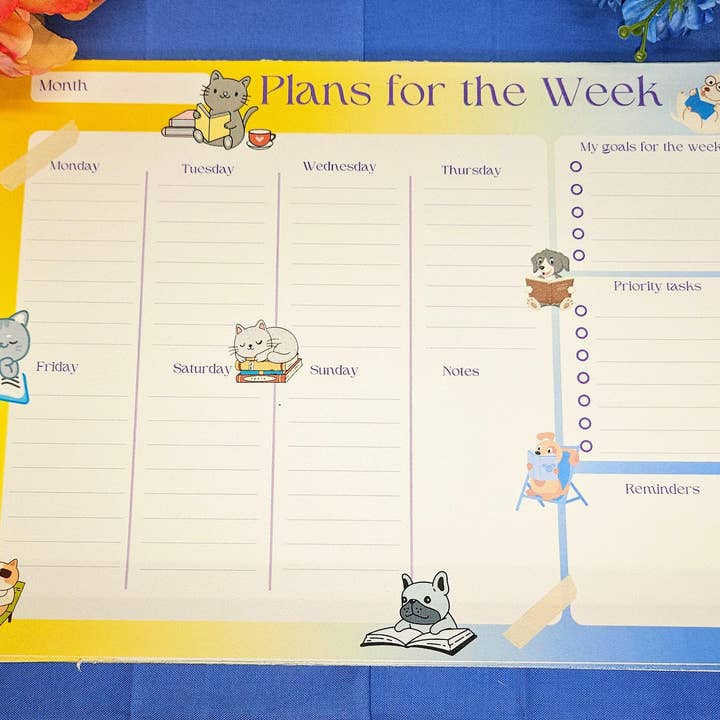 Autumnmist Boutique - Wholesale Notepad - Paws & Pages Weekly Planner Notepad 8.5" x 11" - Bookworm Gift - Notepad1