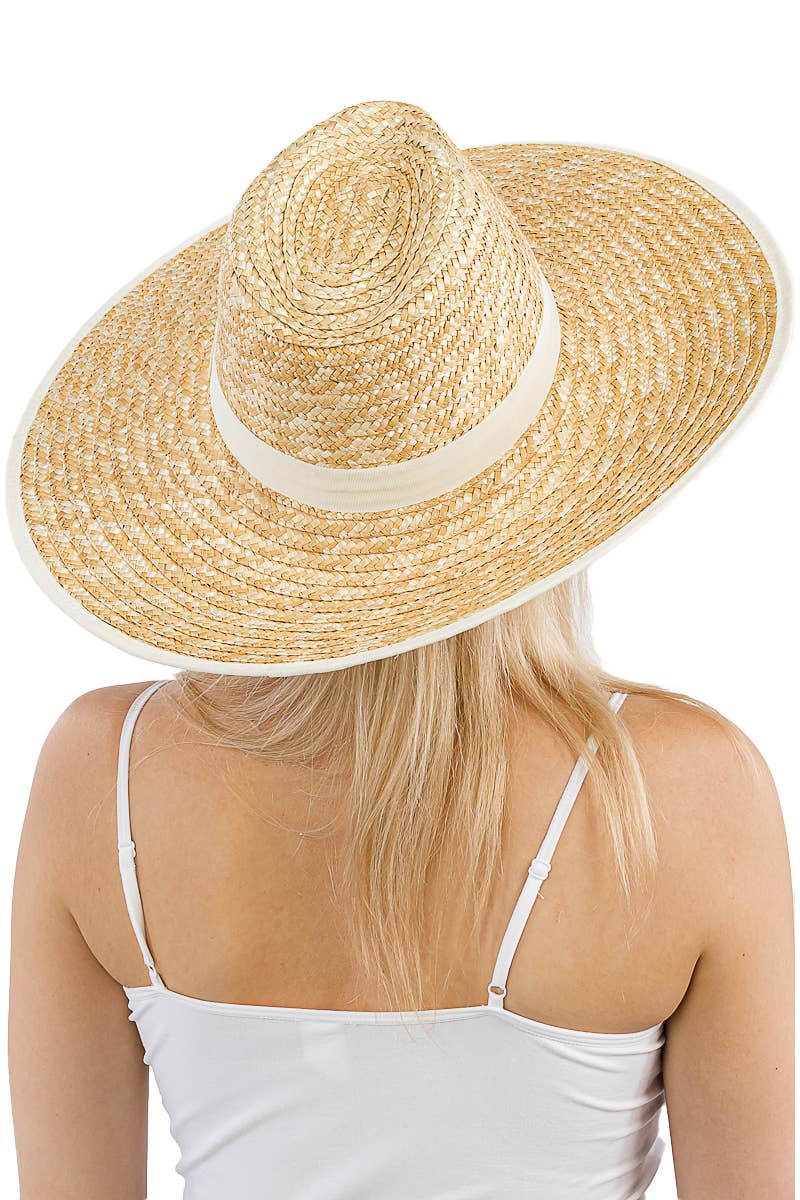 Cap Zone - Wholesale Straw Hat - Women's - Grosgrain Chin Strap Wide Brim Wheat Straw Lifeguard Hat9