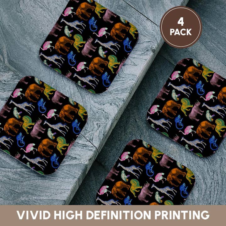 3dRose - Wholesale Coasters - 3dRose, Colorful Wild Animals Pattern, Coaster12