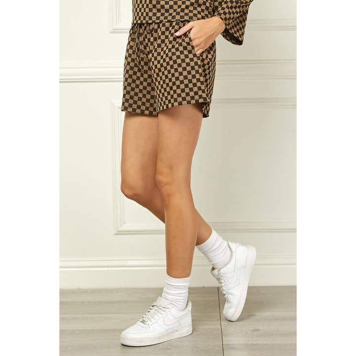 Veveret - Wholesale Shorts - Women's - Checker Jersey Drawstring Short 14