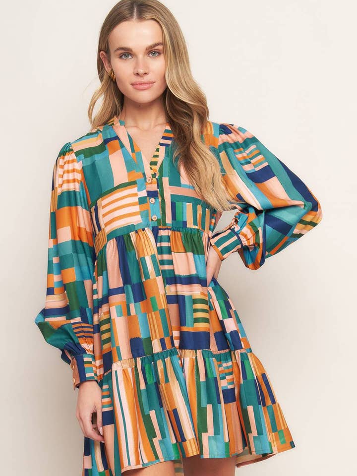 A printed woven mini dress - ID21548 for wholesale by FLYING TOMATO