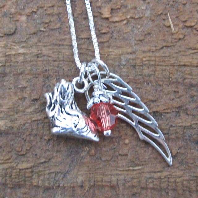 Yorkshire Terrier Large Angel Wing Sterling Silver Necklace for wholesale by Dog Park Publishing