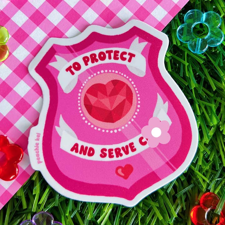 Protect and Serve Kawaii Sticker for wholesale by Peachie Kei