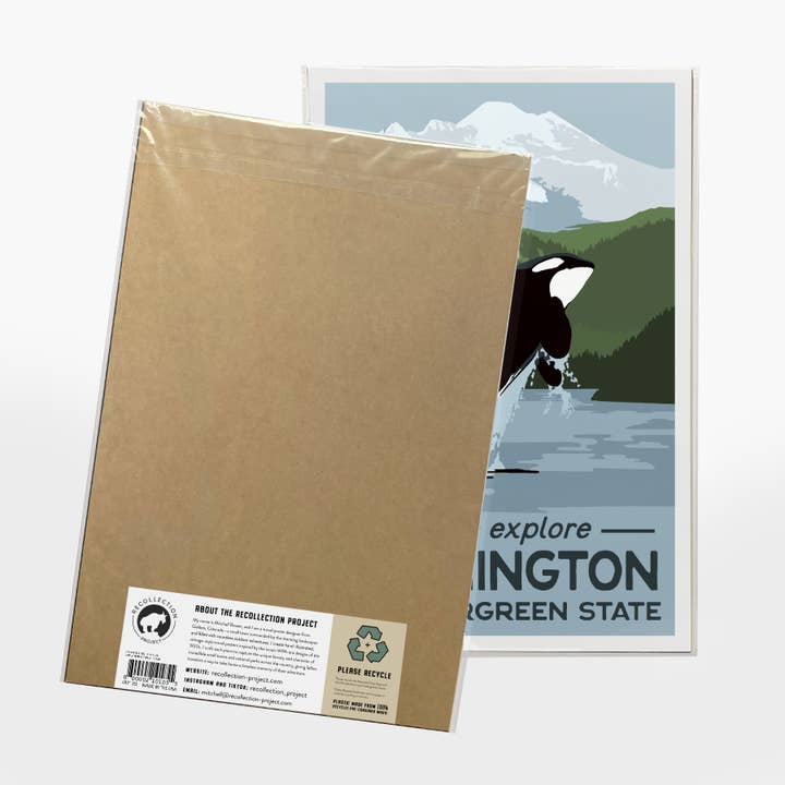 Recollection Project – wholesale Poster – Washington State Orca Travel Poster - Wholesale1