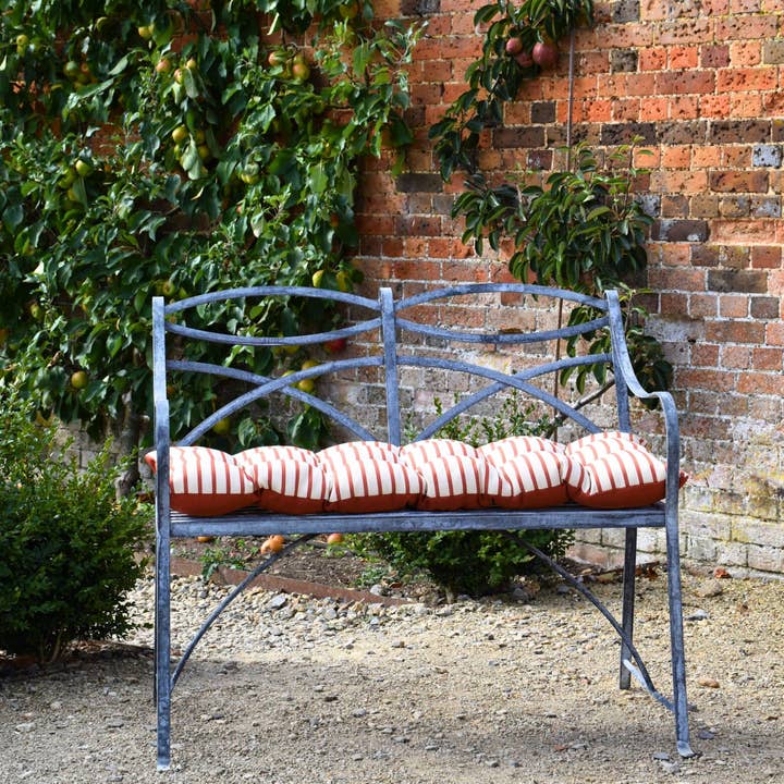 Terracotta Stripe Woven Outdoor Bench Cushion for wholesale by Hines of Oxford
