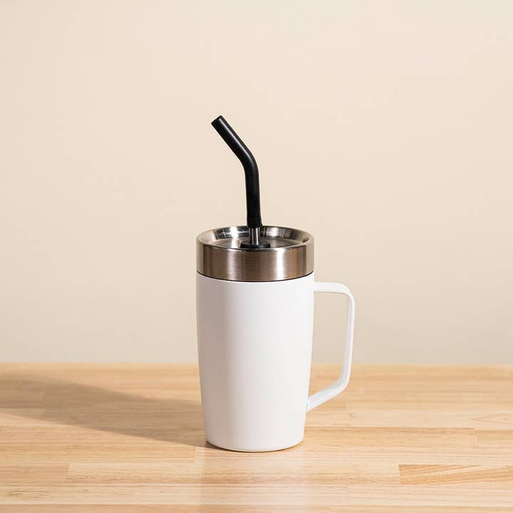 LAMOSE - Vendita all'ingrosso Bicchiere/tazza termica - Bicchiere isolante inciso con logo personalizzato con manico e cannuccia 3