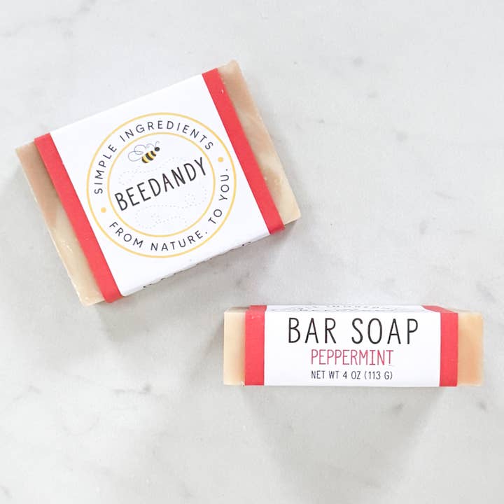 Barzeep, pepermunt, volledig natuurlijk, 4 oz voor wholesale door Beedandy