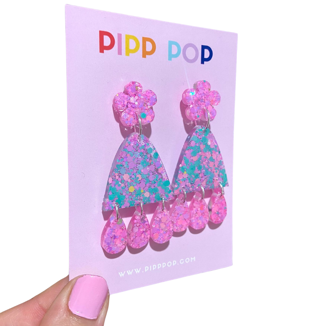 Pipp Pop - Wholesale Dangle Earrings - Suzie Glitter Dangles - Mint To Be - 2 styles available1
