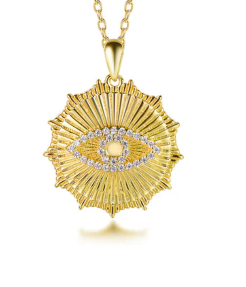 HoopLa - Wholesale Pendant/Charm Necklace - See- Evil Eye SunRay Pendant Necklace- Steel Waterproof6