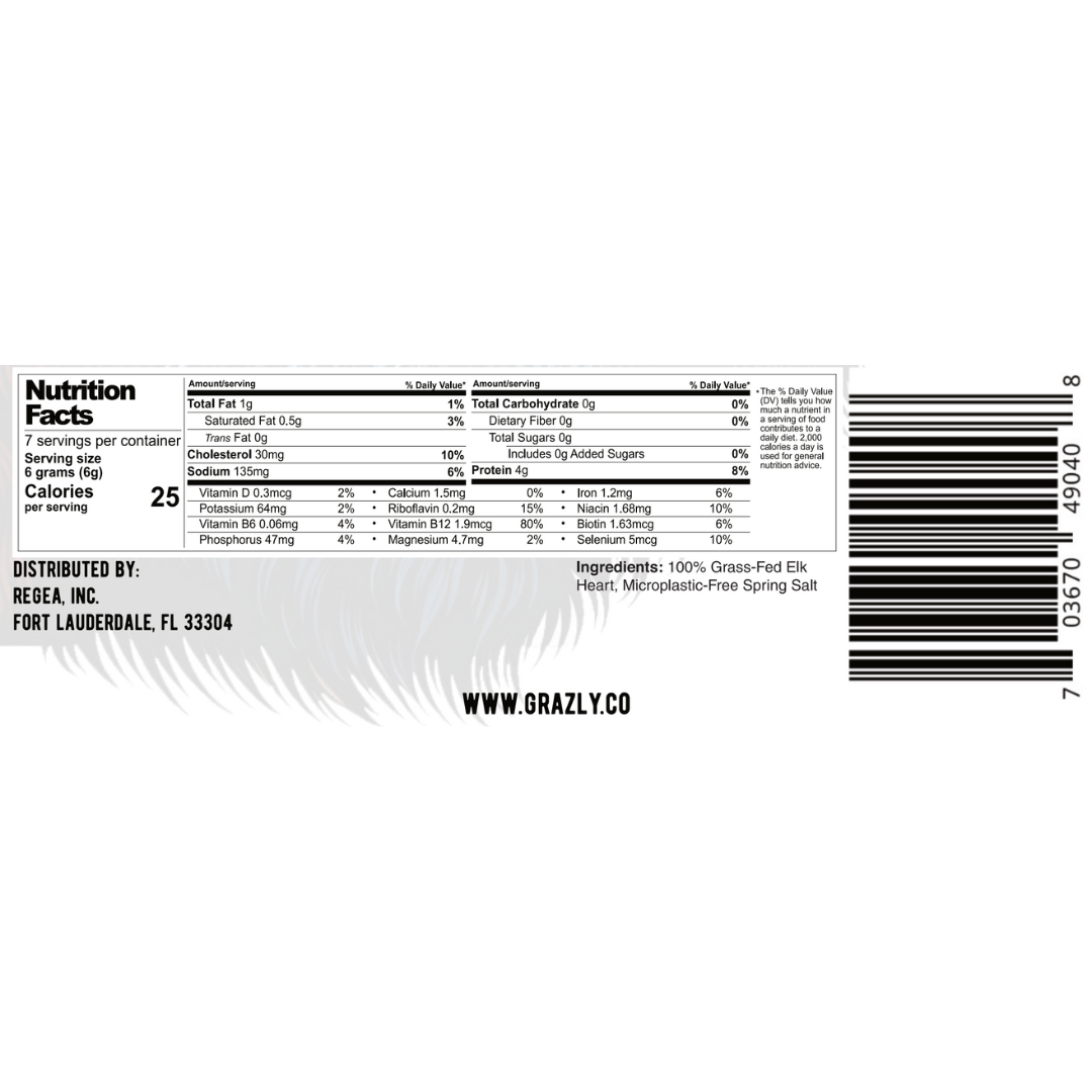 Grazly - Wholesale Jerky - Elk Heart Crisps - 100% Grass-Fed/Finished 7