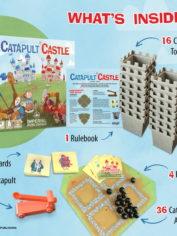 Catapult Castle 1-4 Player Dexterity Game for wholesale by Mayday Games
