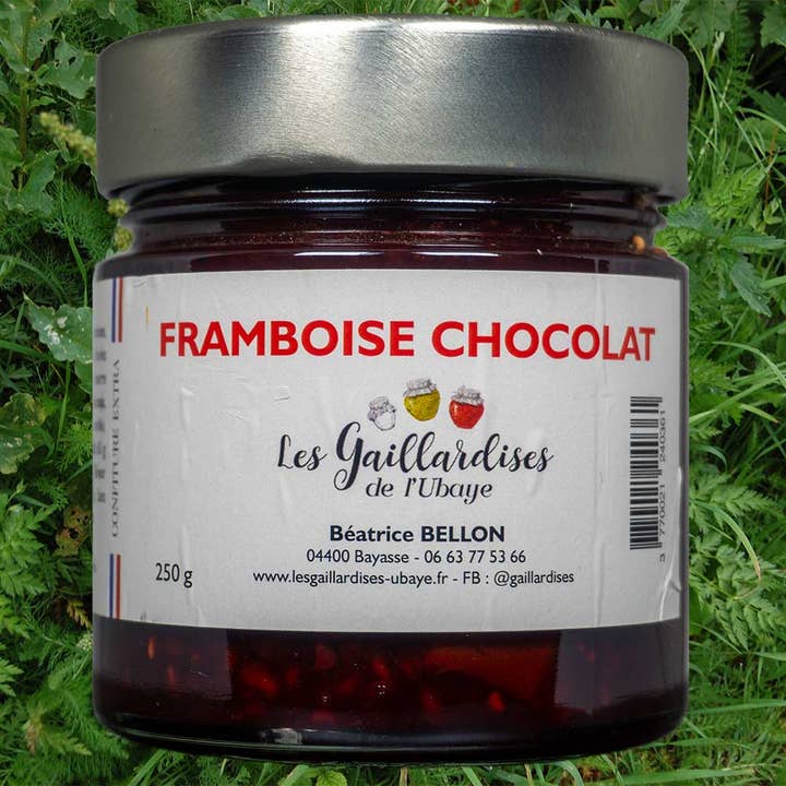 Himbeerkonfitüre mit Zartbitterschokolade für den Großhandel von Les Gaillardises de l'Ubaye