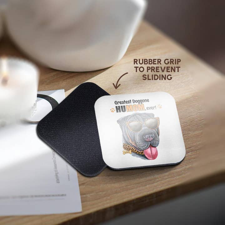 3dRose - Wholesale Coasters - 3dRose, An Adorable Black Shar Pei Dog Ready for Mom on Mothers Day, Coaster10