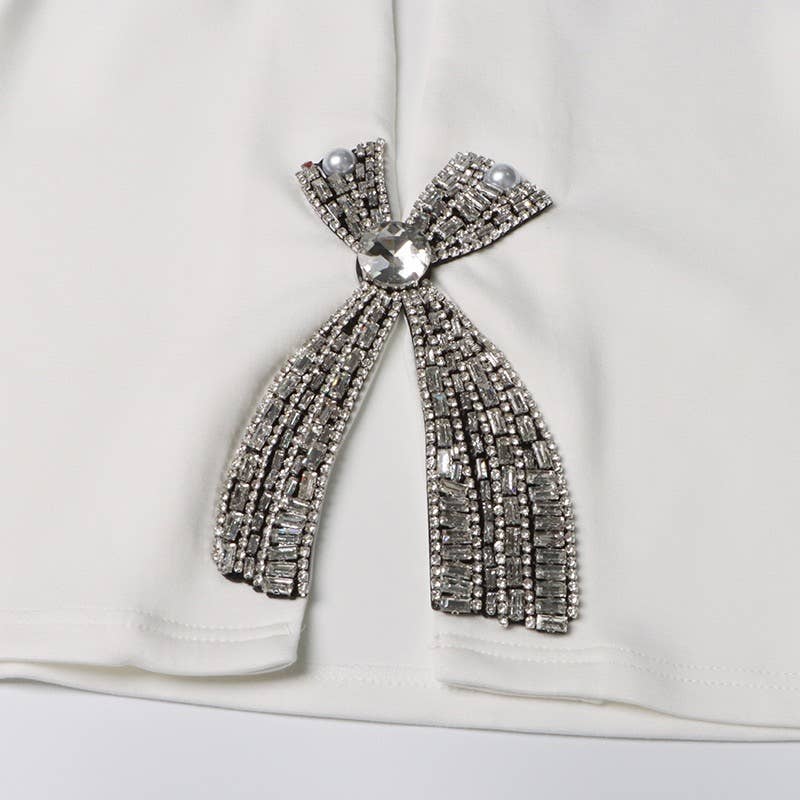 Productseeker - Wholesale Blouse - Women's - TP005 New Diamond Sequined Bow Cropped Top T-shirt9