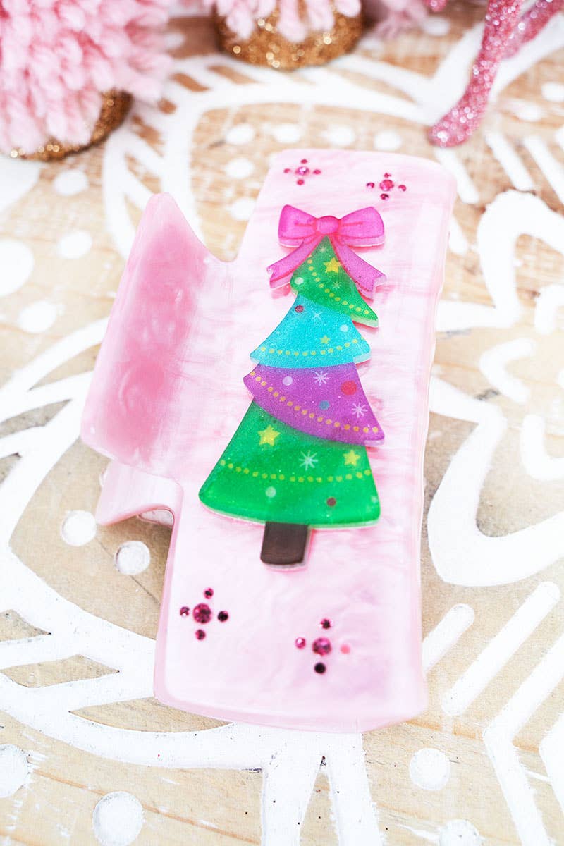 Wholesale Accessory Market - Wholesale Hair Clip - Women's - Viola Sweet Season Christmas Tree Pink Hair Claw0