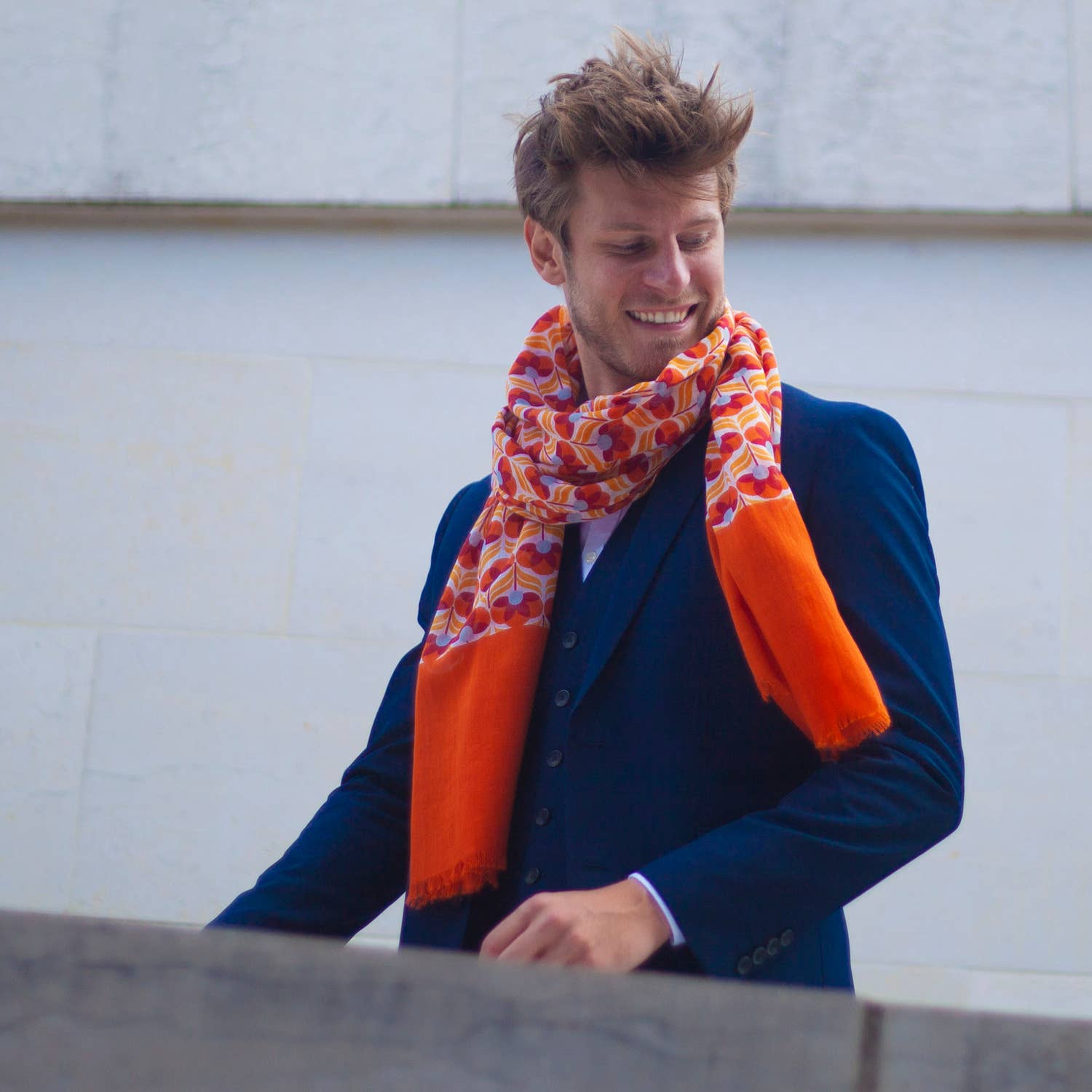 AV08 PARIS - Wholesale Scarf - Unisex - NAMIB MEN'S SCARF – ORGANIC COTTON – ORANGE PRINT4