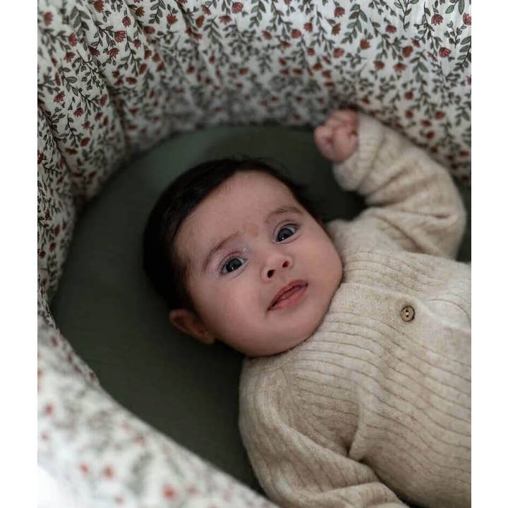 Manufacture des bébés français - Wholesale Bassinet - Baby - Madeleine bassinet cover green floral5