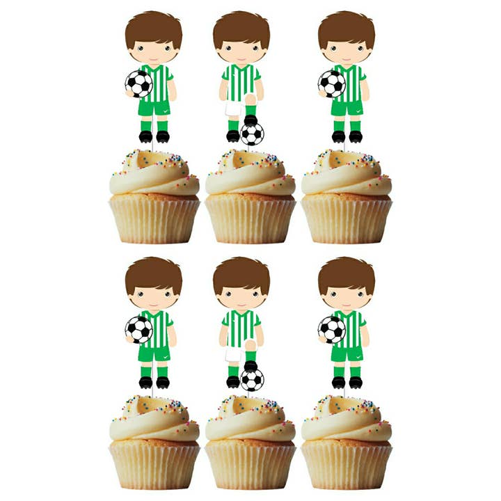 Adorei - Wholesale Cake/Cupcake Topper - Pack of 6 Green Football Player Cupcake Toppers