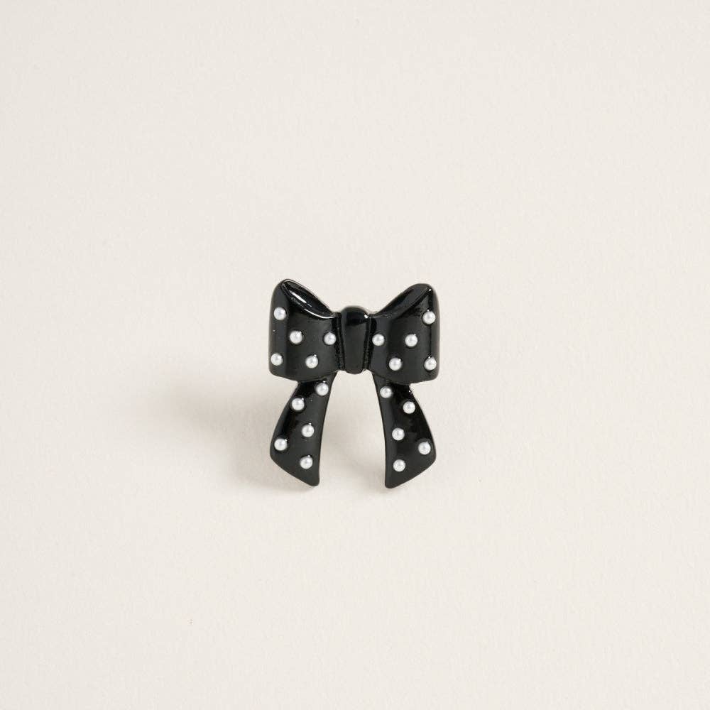 Designature New York - Wholesale Stud/Post Earrings - Christmas Solid Bow with Pearl Post Earrings8