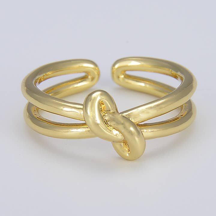 Anillo llamativo con nudo de amor relleno de oro, 23 x 21 mm, RG049 para venta al por mayor de Beads Creation